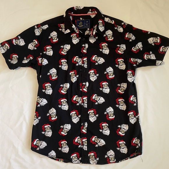 Rugby University Cotton Santa Christmas Button Down Shirt Top Large - Picture 1 of 7